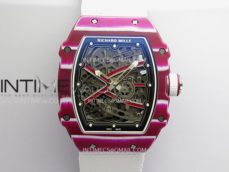 RM67-02 Mutaz Red NTPT Umi Office 1:1 Beat Edition Red Skeleton Dial On White Nylon Strap CRMA7 Clone V2