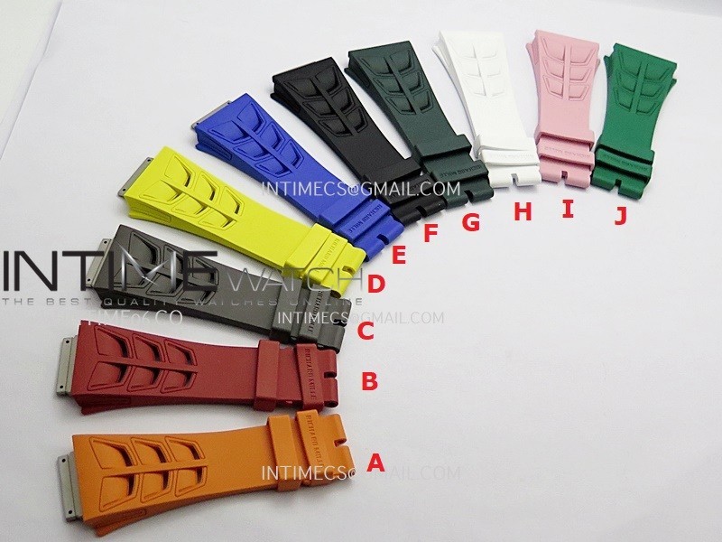 3AF 1:1 Richard Mille Shark Rubber Straps Include Crown O Ring For RM055 And RM035 Watches