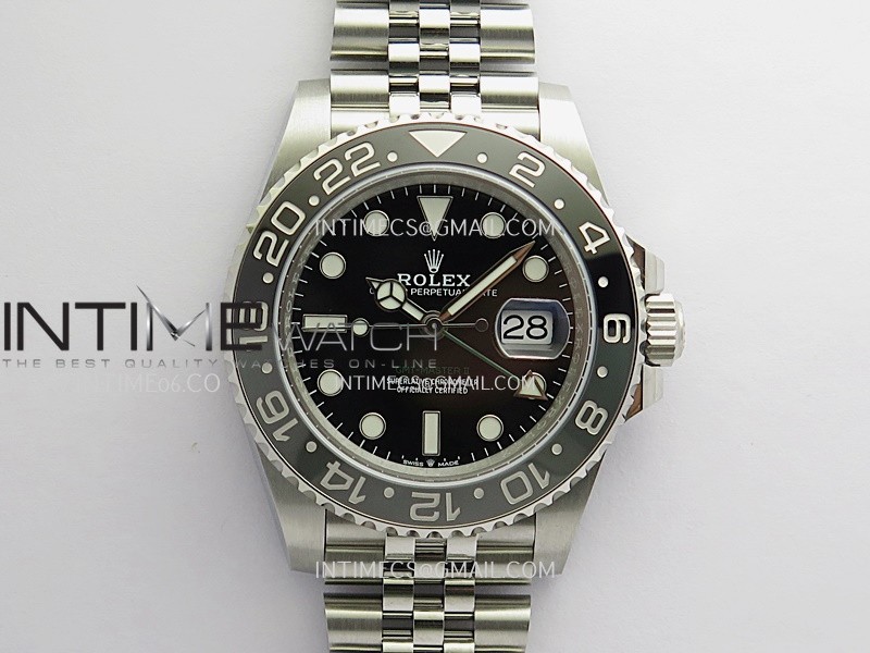 GMT-Master II 126710 GRNR Black/Gray 904L SS ERF 1:1 Best Edition Black Dial On Jubilee Bracelet JH3285 CHS (Free Sprung)