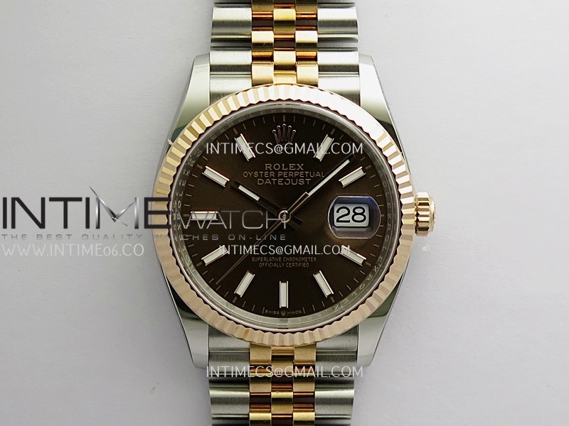 DateJust 126231 904L SS/RG VF 1:1 Best Edition Brown Dial Stick Marker On Jubilee Bracelet DD3235