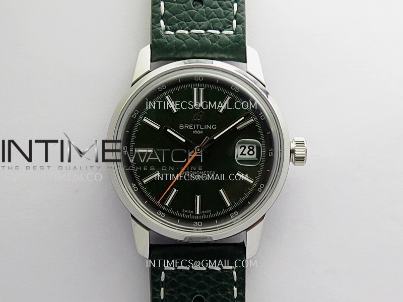 Top Time AB3113 38mm SS BLSF 1:1 Best Edition Green Dial On Green Leather Strap Asian B31