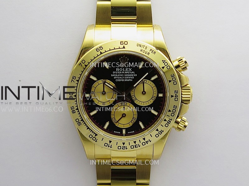 Daytona 126508 YG UFO 1:1 Best Edition Black Dial YG Subdial Stick Marker On Oyster Bracelet UF4131 (Free Sprung)