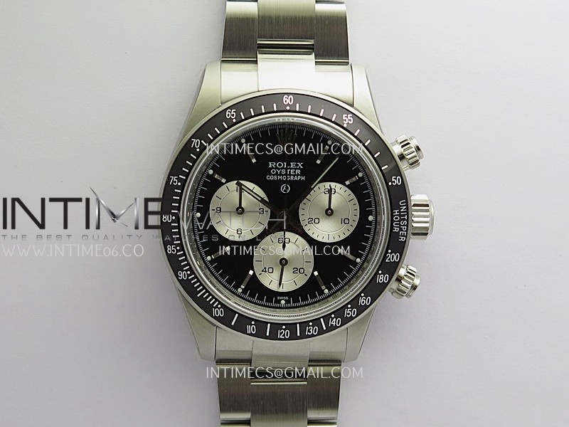 Daytona 116500 Blacken 904L SS PMSF 1:1 Best Edition Black Dial Silver Subdial On SS Bracelet DD4130 (White Engraving Caseback)