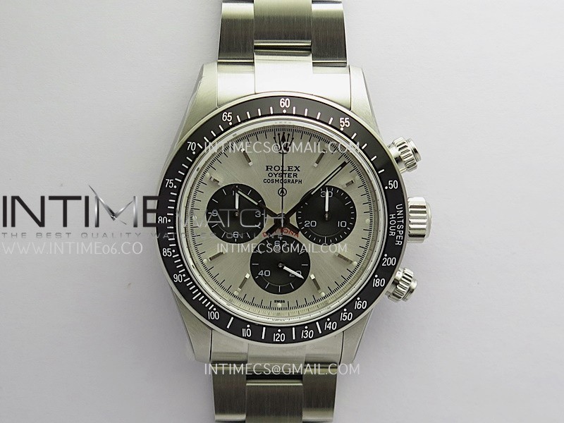 Daytona 116500 Blacken 904L SS PMSF 1:1 Best Edition Silver Dial Black Subdial On SS Bracelet DD4130 (White Engraving Caseback)