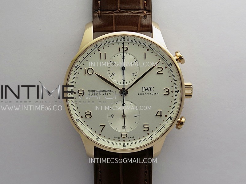 Portuguese Chrono IW371611 RG APSF 1:1 Best Edition Silver Dial RG Marker On Brown Leather Strap Asian Super Clone 69355