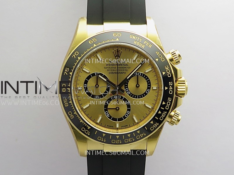 Daytona 126518 904L YG VF 1:1 Best Edition YG Dial On Black Oysterflex Rubber Strap DD4131