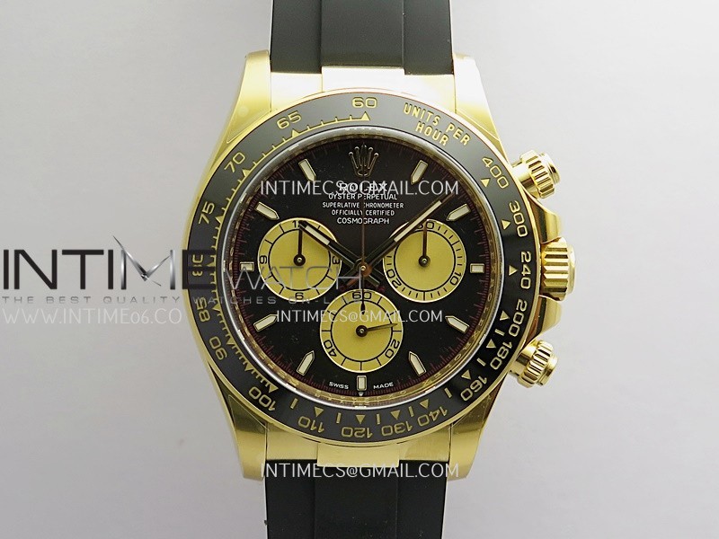 Daytona 126518 904L YG VF 1:1 Best Edition Black Dial YG Subdial On Black Oysterflex Rubber Strap DD4131