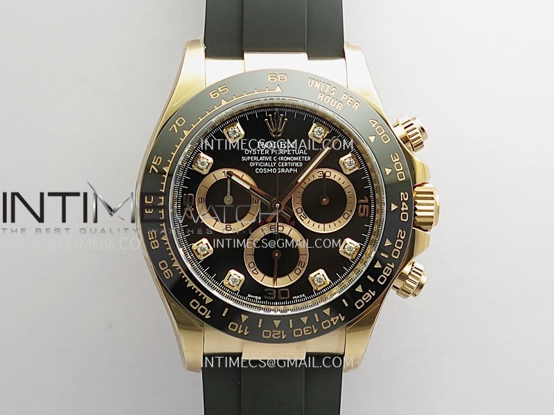Daytona 116515 904L RG VF 1:1 Best Edition Black Dial Diamond Marker On Oysterflex Strap DD4130