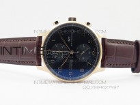 Portuguese IWC371415 ZF 1:1 Best Edition RG Black dial on Brown Leather Strap A7750