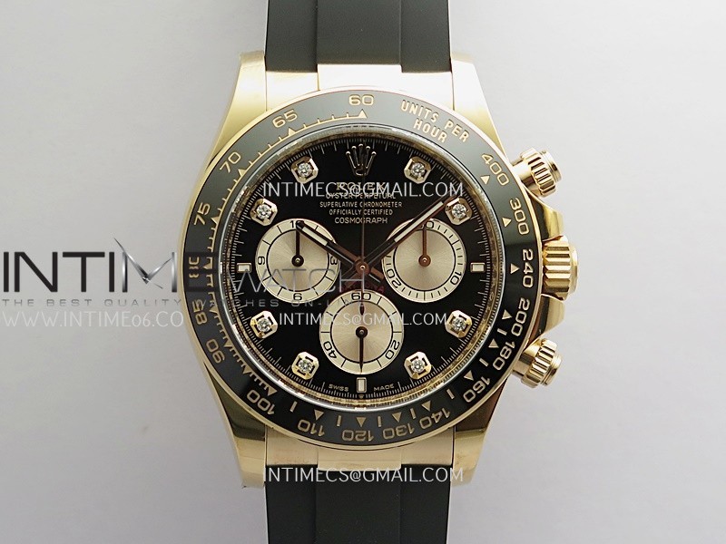 Daytona 126515 904L RG VF 1:1 Best Edition Black Dial Diamond Marker On Oysterflex Strap DD4131