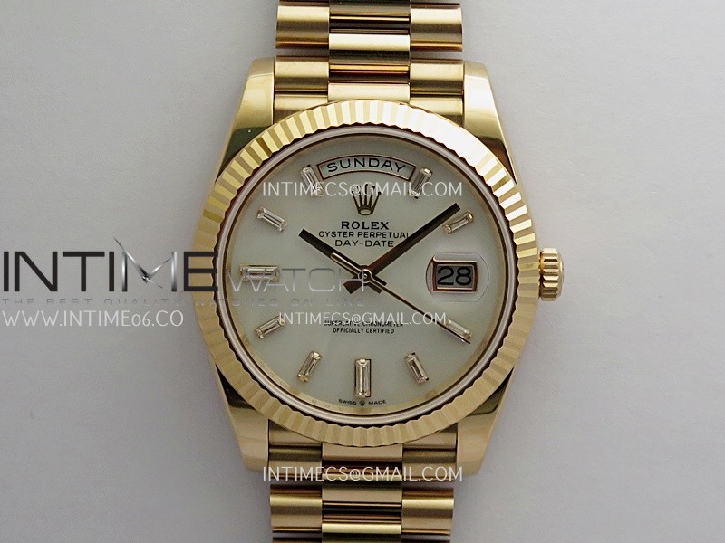 Day Date 228235 RG 40mm Gain Weight RCF White MOP Dial T Diamond On President Bracelet SH3255