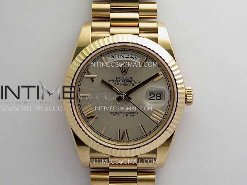 Day Date 228235 RG 40mm Gain Weight RCF RG Dial Roman Marker On President Bracelet SH3255