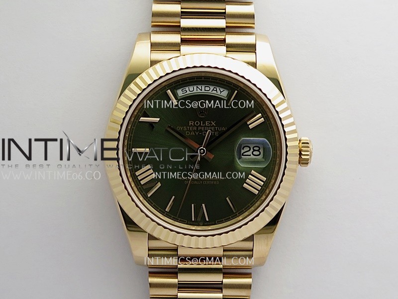 Day Date 228235 RG 40mm Gain Weight RCF Green Dial Roman Marker On President Bracelet SH3255