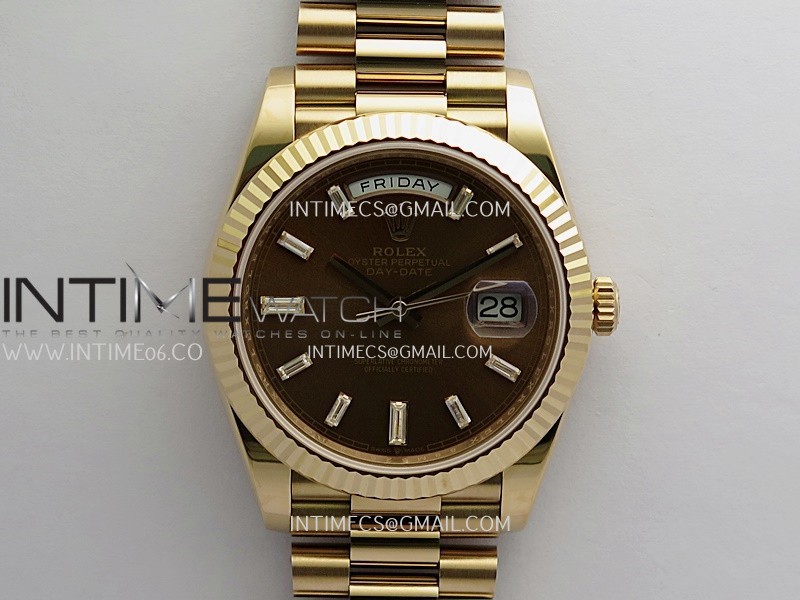 Day Date 228235 RG 40mm Gain Weight RCF Brown Dial T Diamond Marker On President Bracelet SH3255