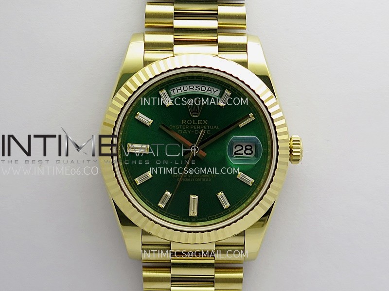 Day Date 228238 YG 40mm Gain Weight RCF Green Dial T Diamond Marker On President Bracelet SH3255