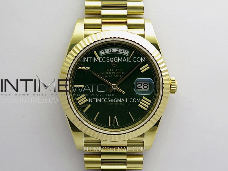 Day Date 228238 YG 40mm Gain Weight RCF Green Dial Roman Marker On President Bracelet SH3255