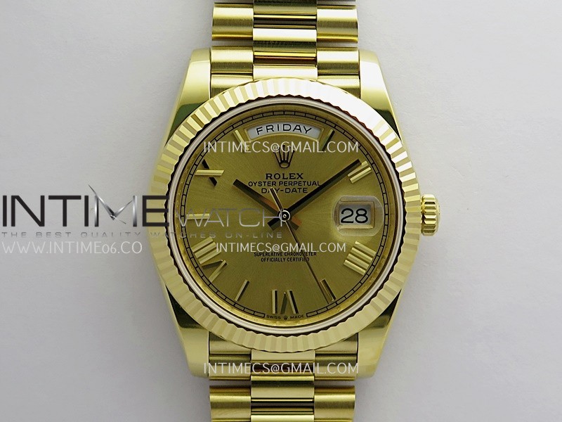Day Date 228238 YG 40mm Gain Weight RCF Gold Dial Roman Marker On President Bracelet SH3255