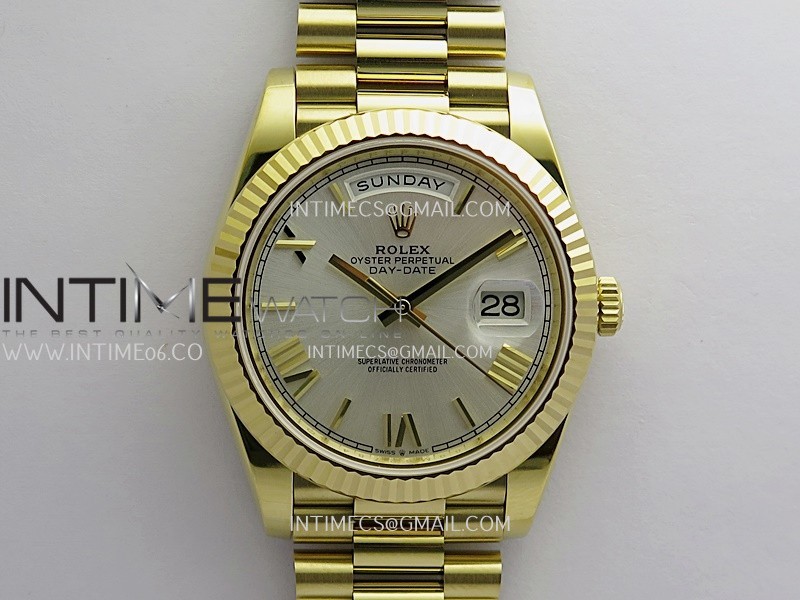Day Date 228238 YG 40mm Gain Weight RCF Silver Dial Roman Marker On President Bracelet SH3255