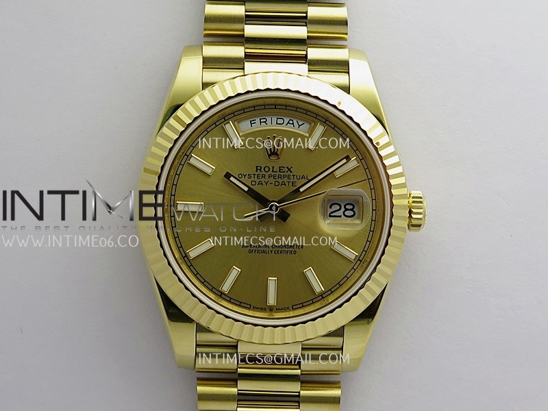 Day Date 228238 YG 40mm Gain Weight RCF Dold Dial Stick Marker On President Bracelet SH3255