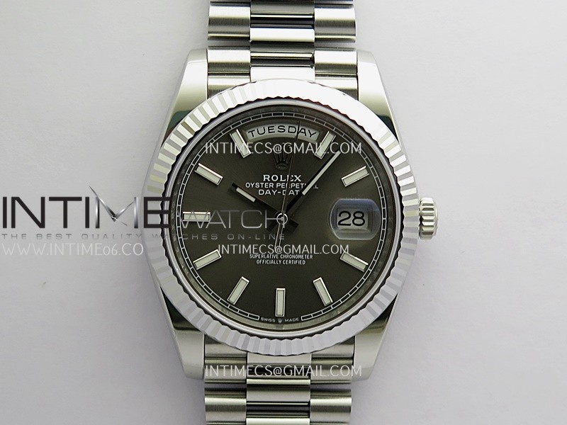 Day Date 228239 40mm Gain Weight RCF Gray Dial Stick Marker On President Bracelet SH3255