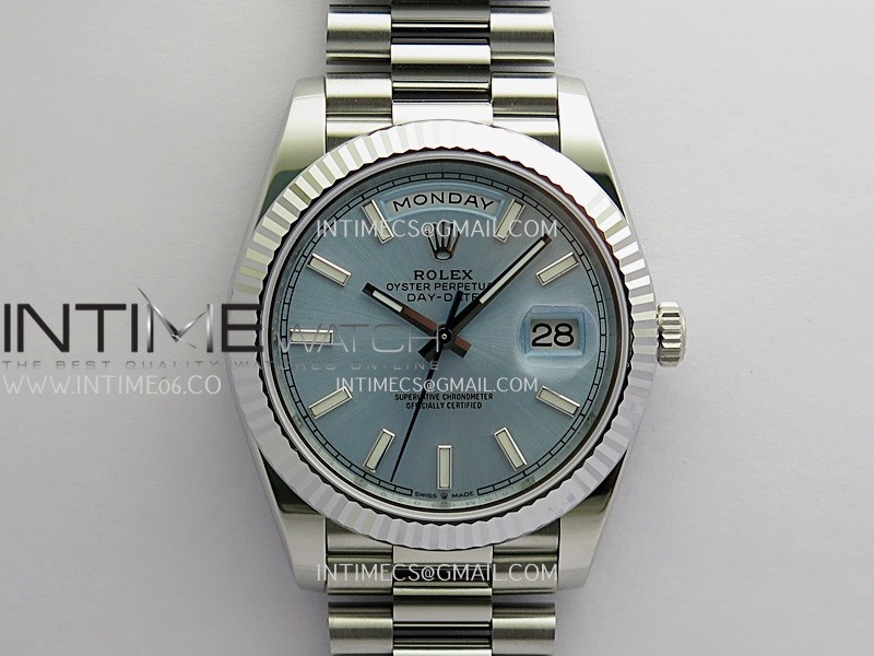 Day Date 228239 40mm Gain Weight RCF Ice Blue Dial Stick Marker On President Bracelet SH3255