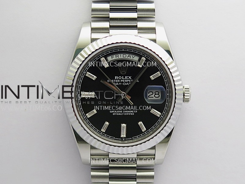 Day Date 228239 40mm Gain Weight RCF Black Dial T Diamond On President Bracelet SH3255