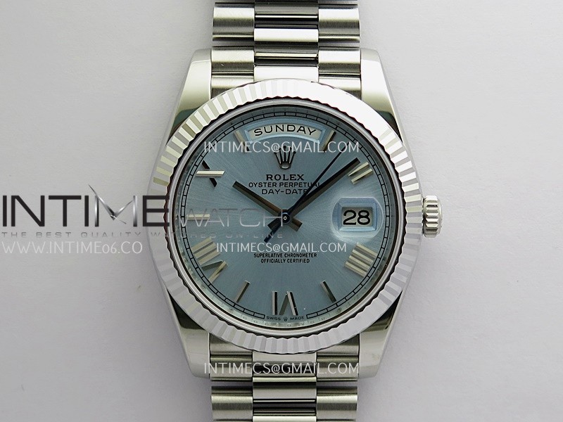 Day Date 228239 40mm Gain Weight RCF Ice Blue Dial Roman Marker On President Bracelet SH3255