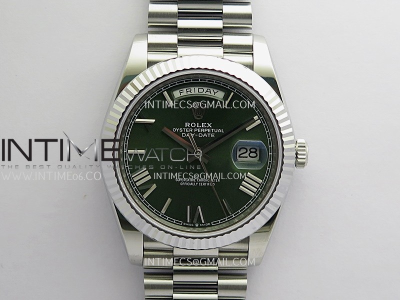 Day Date 228239 40mm Gain Weight RCF Green Dial Roman Marker On President Bracelet SH3255