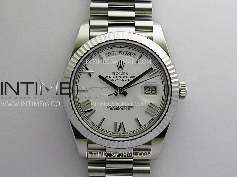 Day Date 228239 40mm Gain Weight RCF White Dial Roman Marker On President Bracelet SH3255