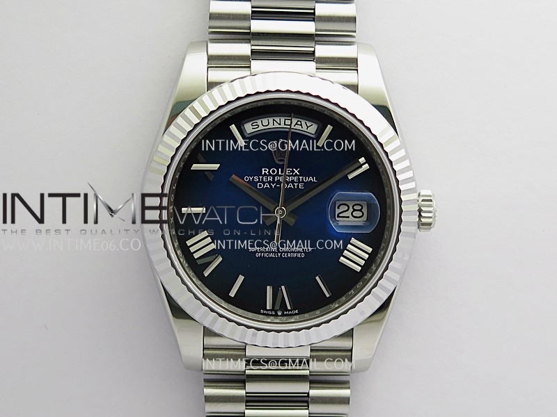 Day Date 228239 40mm Gain Weight RCF Blue Ombre Dial Roman Marker On President Bracelet SH3255