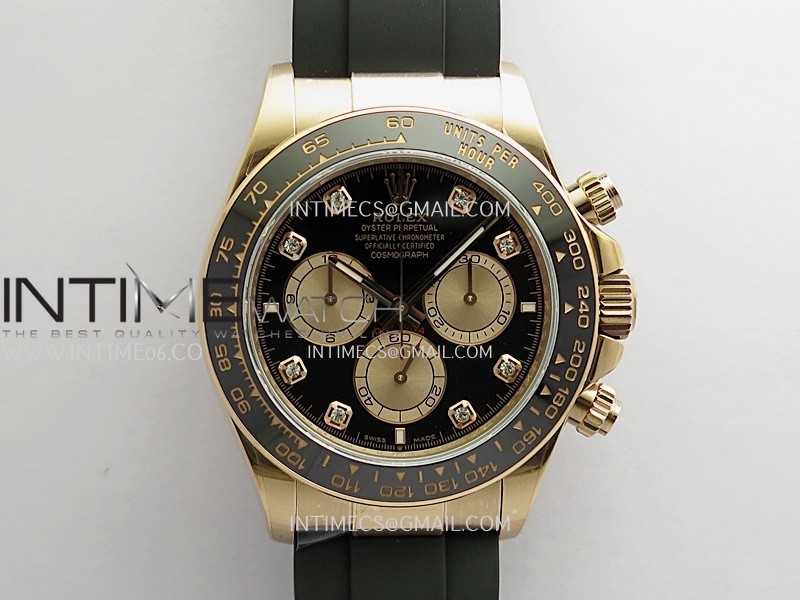 Daytona 126515 RG Gain Weight QF 1:1 Black Dial Diamond Marker On Oysterflex Strap SH4131 (Free Sprung)