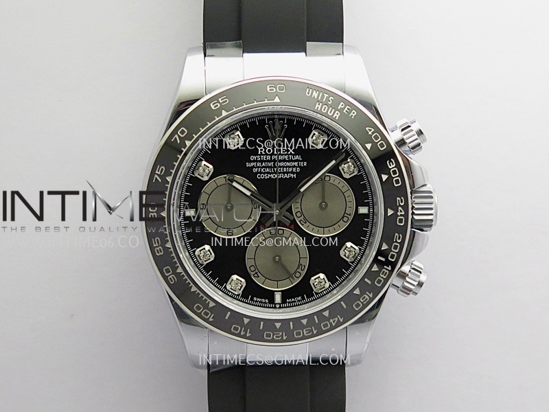 Daytona 126519 Gain Weight QF Black Dial Silver Subdial Diamond On Oysterflex Strap SH4131 (Free Sprung)