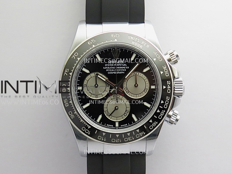 Daytona 126519 Gain Weight QF Black Dial Silver Subdial Stick Marker On Oysterflex Strap SH4131 (Free Sprung)