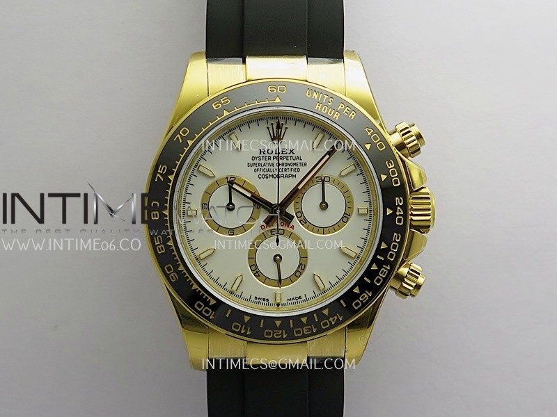 Daytona 126518 YG Gain Weight QF White Dial Stick Marker On Oysterflex Strap SH4131 (Free Sprung)