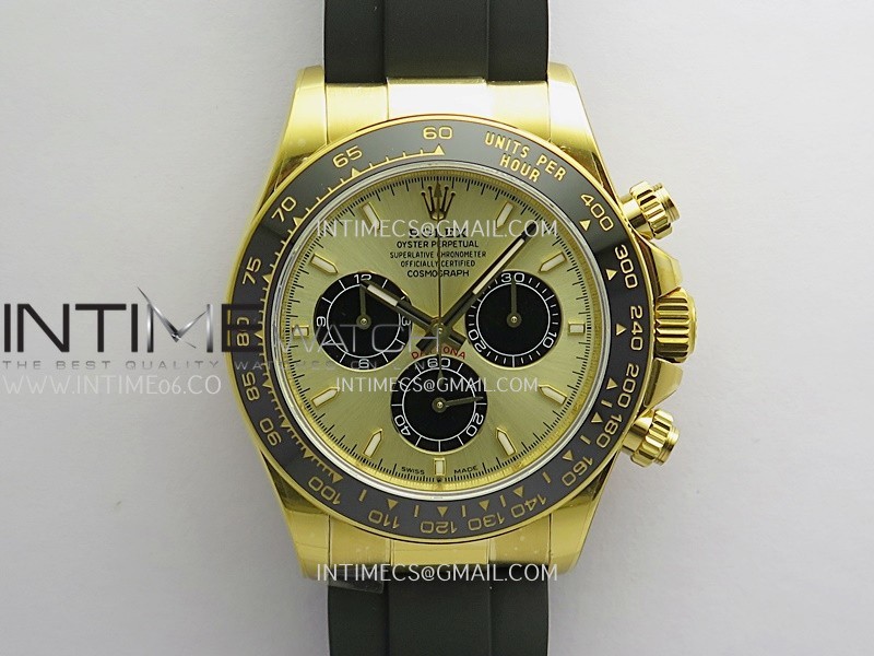 Daytona 126518 YG Gain Weight QF Gold Dial Black Subdial On Oysterflex Strap SH4131 (Free Sprung)