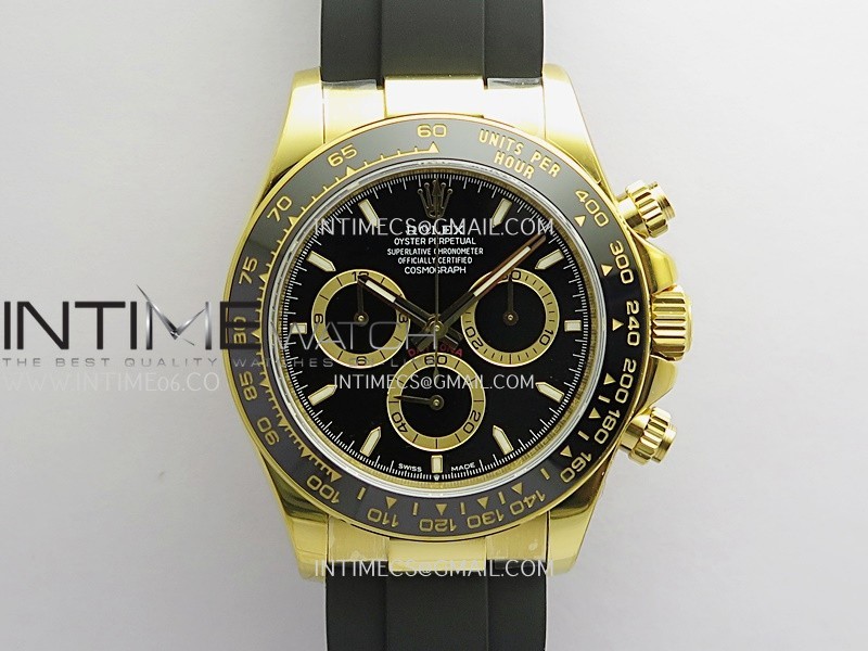 Daytona 126518 YG Gain Weight QF Black Dial Stick Marker On Oysterflex Strap SH4131 (Free Sprung)