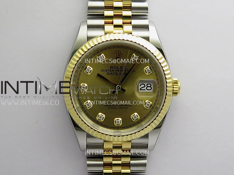 DateJust 41 126233 904L SS/YG VF 1:1 Best Edition Gold Dial Diamond Marker On SS/YG Jubilee Bracelet DD3235