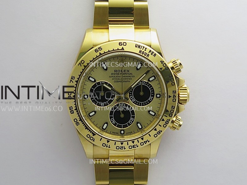 Daytona 116508 904L YG VF 1:1 Best Edition Gold Dial Black Subdial On YG Bracelet DD4130