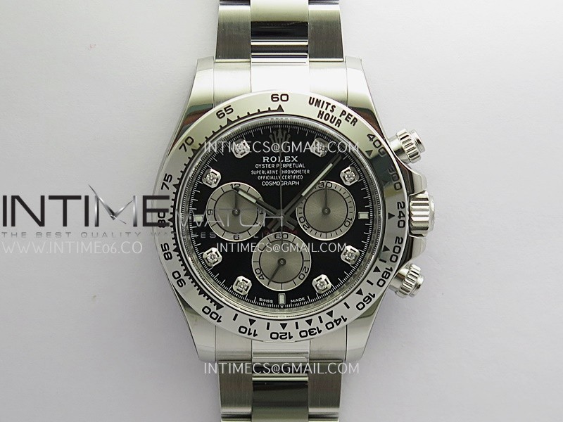 Daytona 126509 904L SS VF 1:1 Best Edition Black Dial Silver Subdial Diamond On 904L SS Bracelet DD4131