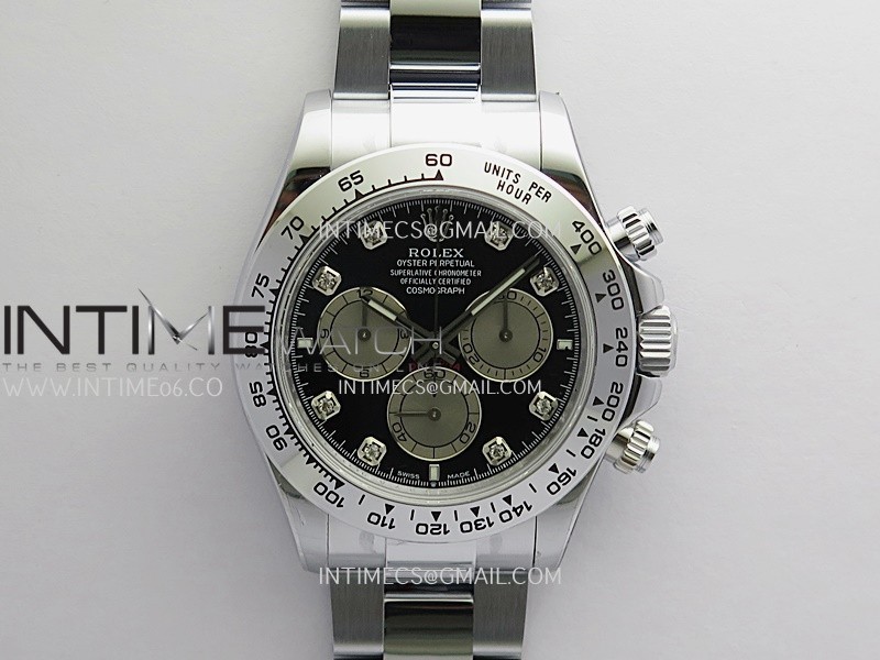 Daytona 126509 Gain Weight QF Black Dial Silver Subdial Diamond On Oyster Bracelet SH4131 (Free Sprung)