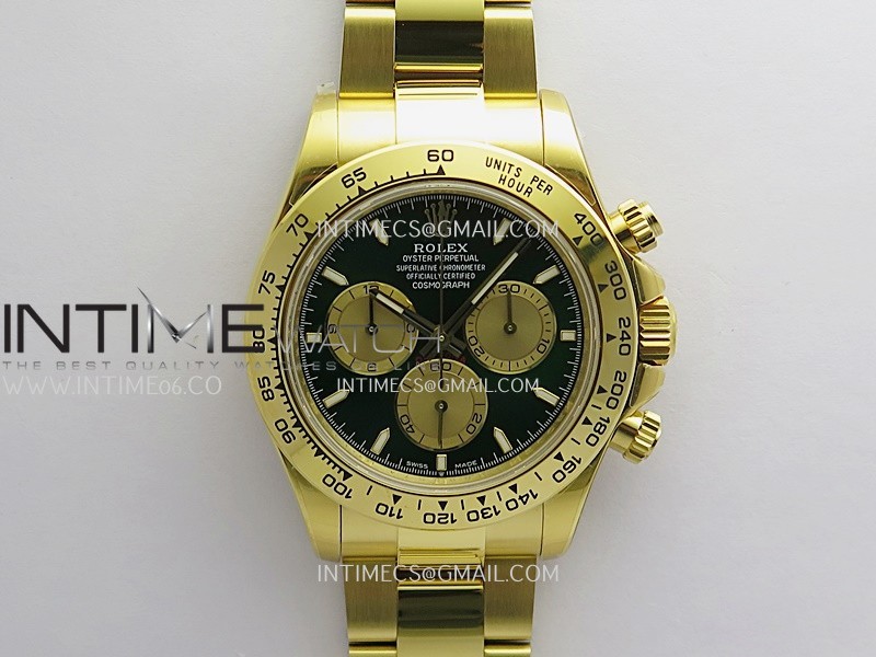 Daytona 126505 Gain Weight YG QF Green Dial YG Subdial Stick Marker On YG Bracelet SH4131 (Free Sprung)