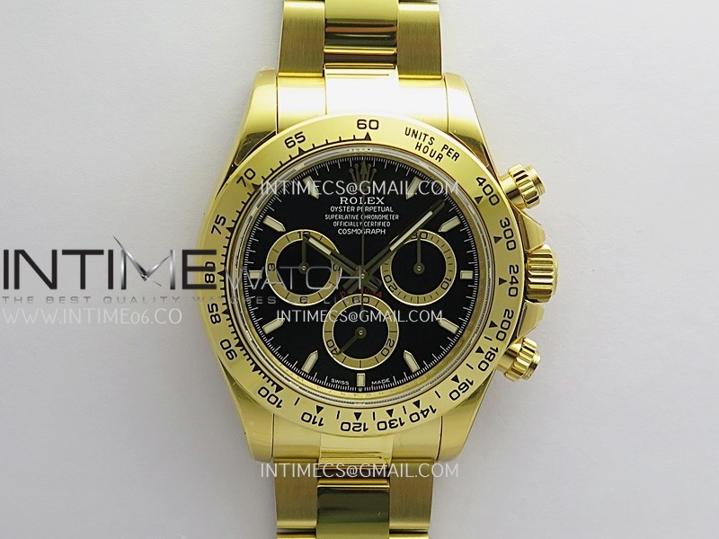 Daytona 126505 Gain Weight YG QF Black Dial On YG Bracelet SH4131 (Free Sprung)