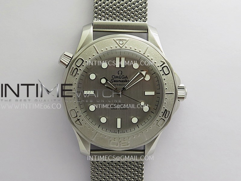 Seamaster Diver 42mm Titanium Bezel SS VSF Best Edition Gray Dial On SS Mesh Bracelet Super Clone 8806