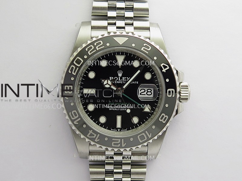 GMT-Master II 126710 GRNR Black/Gray 904L SS Rich Factory Black Dial On Jubilee Bracelet JH3285 CHS (Free Sprung)