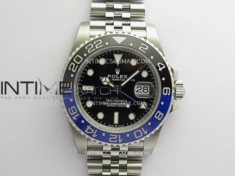 GMT-Master II 126710 BLNR Black/Blue 904L SS Rich Factory Black Dial On Jubilee Bracelet JH3285 CHS (Free Sprung)