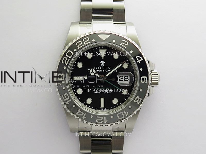 GMT-Master II 126710 GRNR Black/Gray 904L SS Rich Factory Black Dial On Oyster Bracelet JH3285 CHS (Free Sprung)