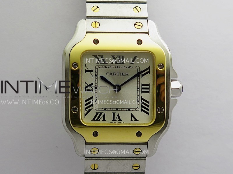 Santos de Cartier 27mm SS/YG 8848F 1:1 Best Edition Silver Dial On SS/YG SmartLinks Bracelet Ronda Quartz