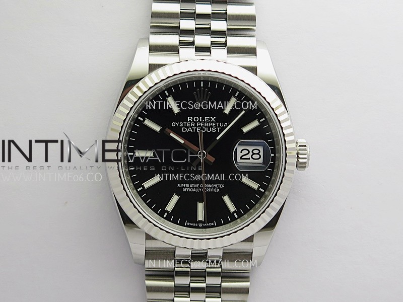 DateJust 126234 36mm 904L SS V2 VSF 1:1 Best Edition Black Dial Stick Marker On Jubilee Bracelet DD3235