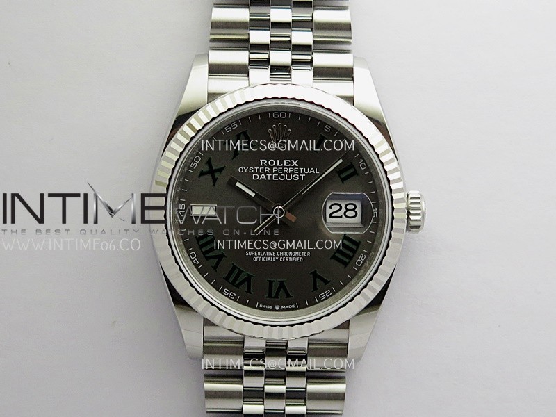 DateJust 126234 36mm 904L SS V2 VSF 1:1 Best Edition Gray Dial Roman Marker On Jubilee Bracelet DD3235