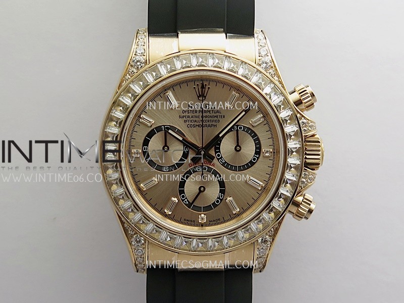 Daytona 126535 Gain Weight Diamond Bezel QF RG Dial T Diamond Marker On Oysterflex Strap SH4131 (Free Sprung)